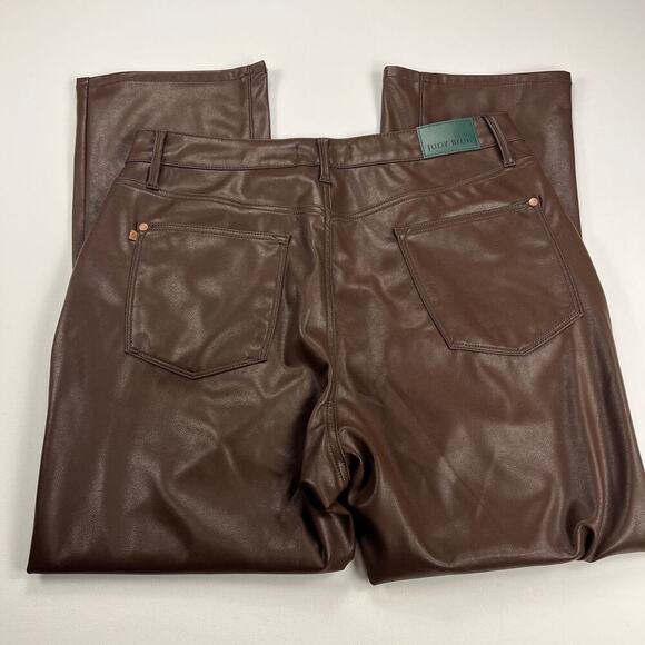 Judy Blue Vegan Faux Leather Tummy Control Top Straight Leg Brown Pants Size 18W - Picture 11 of 16